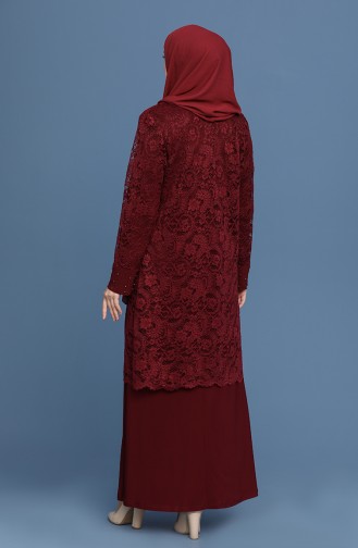 Büyük Beden Abiye İkili Takım 3054-08 Bordo