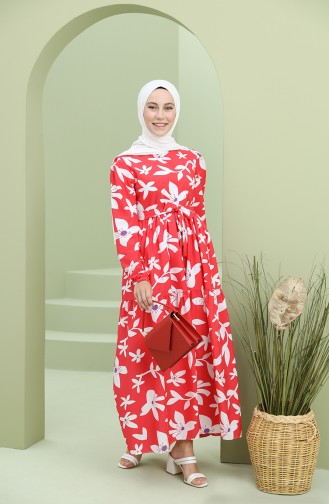 Red Hijab Dress 5415-01