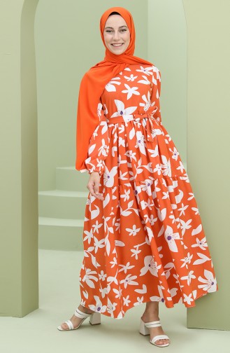 Orange Hijab Dress 5415-02