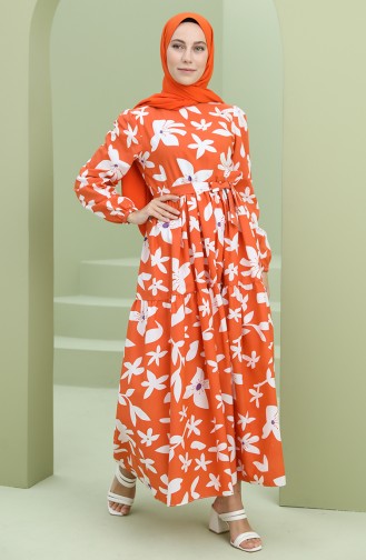 Orange Hijab Dress 5415-02