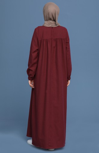 Claret Red Hijab Dress 22K3110-03
