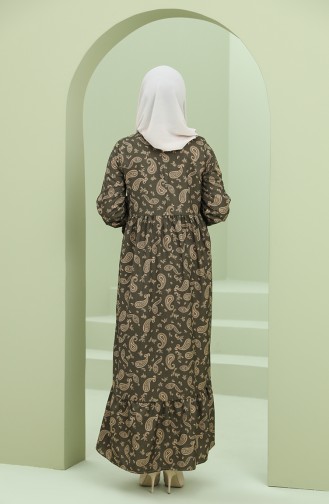 Khaki Hijab Dress 22K8435A-03