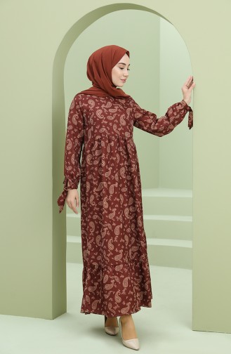 Claret Red Hijab Dress 22K8435A-04