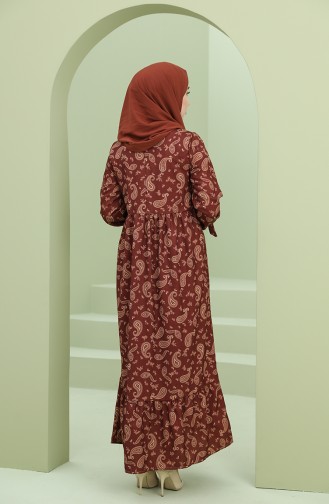 Claret Red Hijab Dress 22K8435A-04
