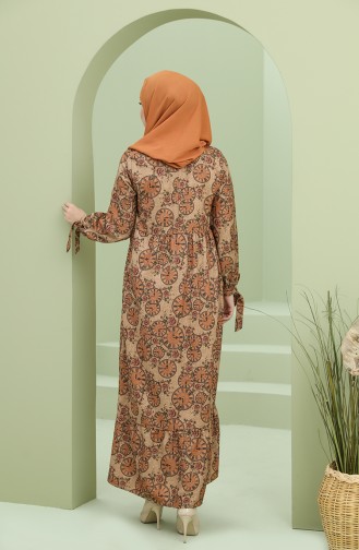 Beige Hijab Kleider 22K8435B-02