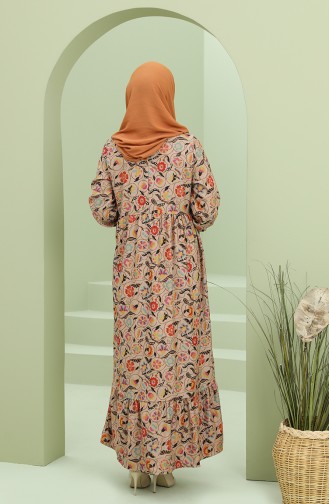 Dark Beige Hijab Dress 22K8435c-01