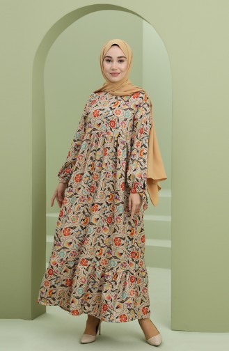 Light Beige Hijab Dress 22K8435c-02