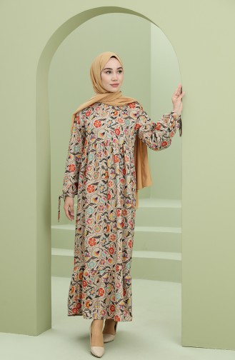 Light Beige Hijab Dress 22K8435c-02