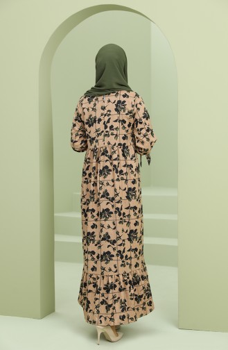 Khaki Hijab Dress 22K8435D-02