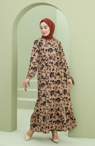 Robe Hijab Rose Pâle 22K8435D-04