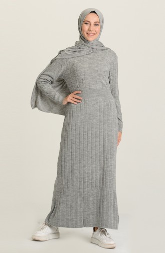 Gray Hijab Dress 3010-01