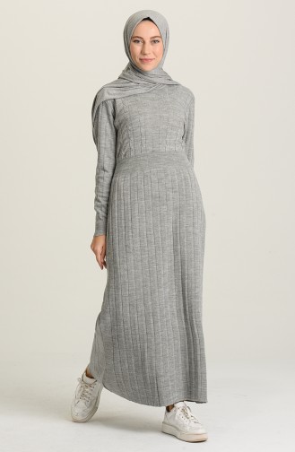 Gray Hijab Dress 3010-01