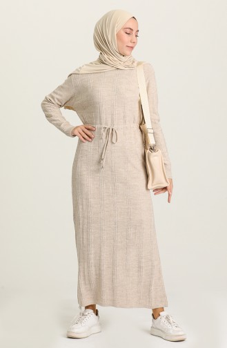 Beige Hijab Dress 3011-03