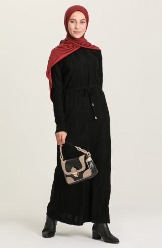Schwarz Hijab Kleider 3011-04