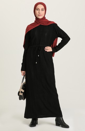 Schwarz Hijab Kleider 3011-04