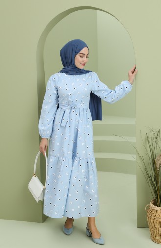 Blau Hijab Kleider 2209-02