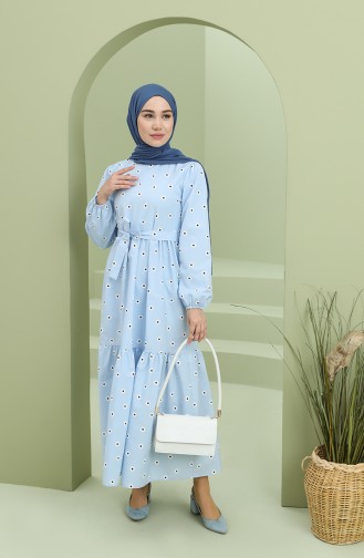 Blau Hijab Kleider 2209-02