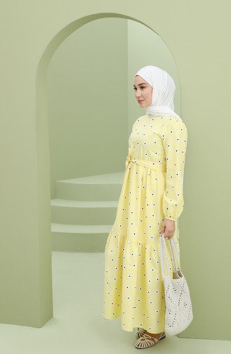 Gelb Hijab Kleider 2209-03