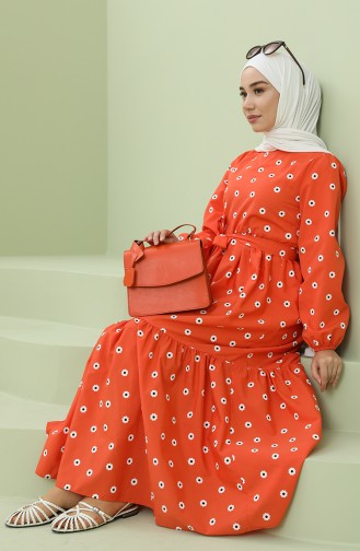 Orange Hijab Kleider 2209-04