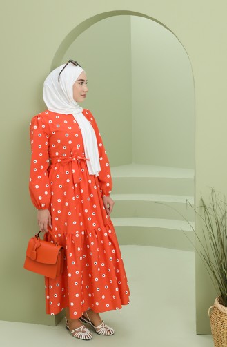 Orange Hijab Kleider 2209-04