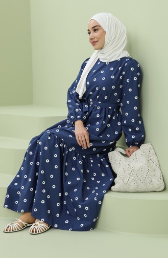Navy Blue Hijab Dress 2209-05