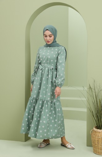 Green Almond Hijab Dress 2209-06