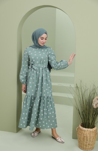 Unreife Mandelgrün Hijab Kleider 2209-06
