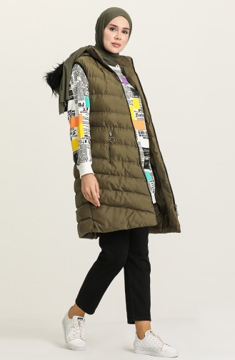 Khaki Strickjacke 7003P-02