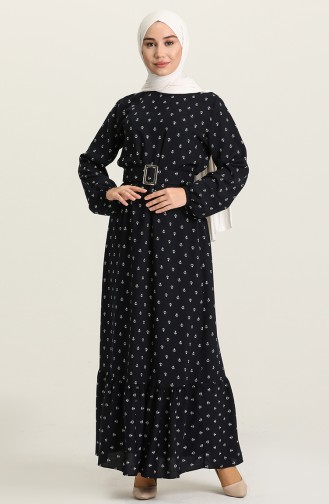 Dark Navy Blue Hijab Dress 2205-05