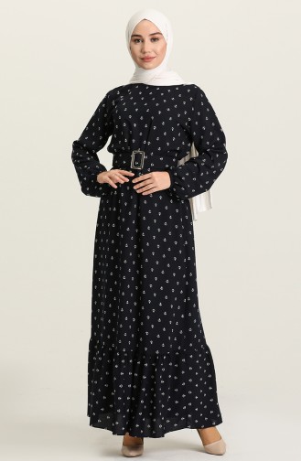 Dark Navy Blue İslamitische Jurk 2205-05