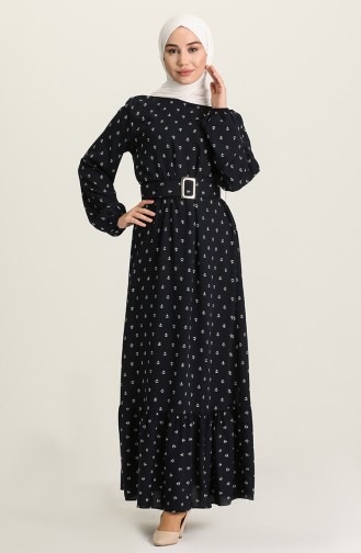 Dark Navy Blue İslamitische Jurk 2205-05