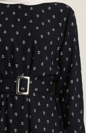 Dark Navy Blue İslamitische Jurk 2205-05