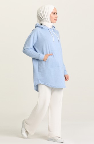 Kanguru Cep Sweatshirt 009053-02 Buz Mavisi