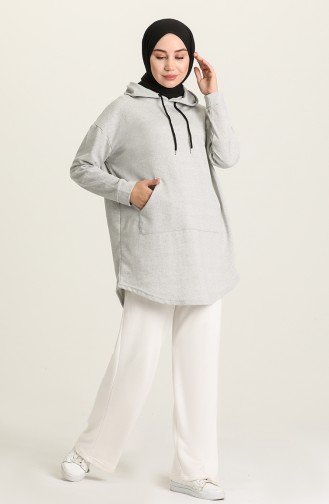 Kanguru Cep Sweatshirt 009053-04 Açık Gri