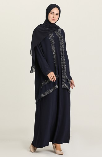 Dunkelblau Hijab-Abendkleider 5105-02