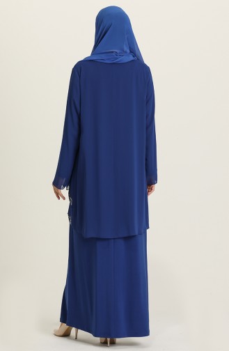 Saks-Blau Hijab-Abendkleider 5105-05