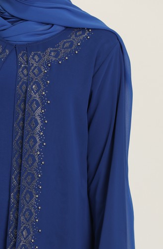 Saks-Blau Hijab-Abendkleider 5105-05