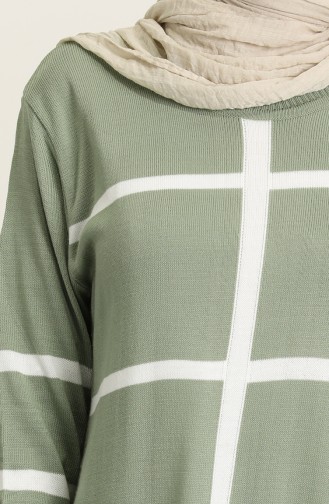 Çizgi Desenli Triko Tunik 557-04 Mint Yeşili