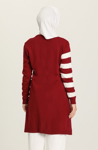 Çizgili Triko Kazak 567-01 Bordo