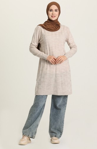 Desenli Triko Kazak 568-02 Bej