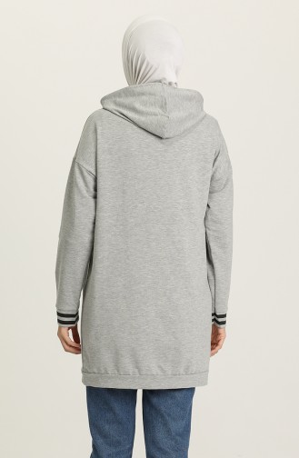 Cepli Baskili Kapüşonlu Sweatshirt 9588-03 Gri