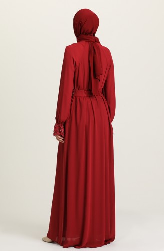 Weinrot Hijab-Abendkleider 61110-01