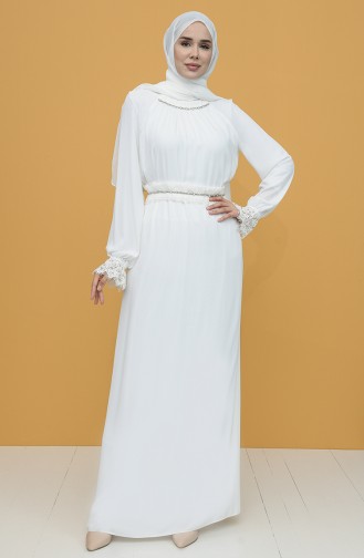 Weiß Hijab-Abendkleider 61110-02