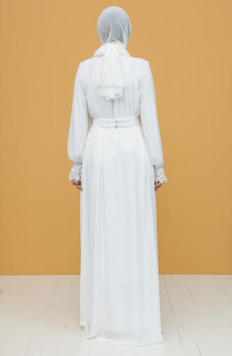 White Hijab Evening Dress 61110-02