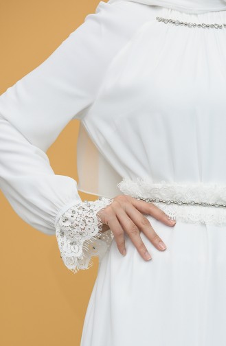 White Hijab Evening Dress 61110-02