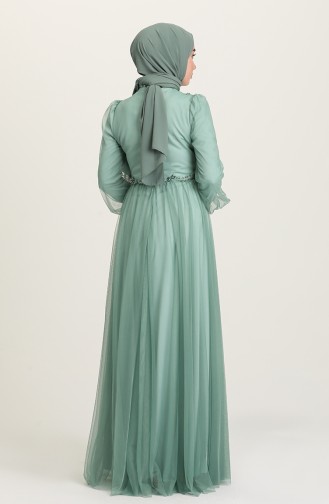 Unreife Mandelgrün Hijab-Abendkleider 3406-01