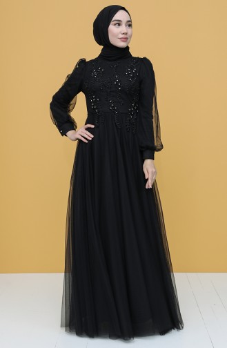 Schwarz Hijab-Abendkleider 3406-07