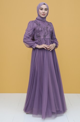 Violet Hijab Evening Dress 3406-08