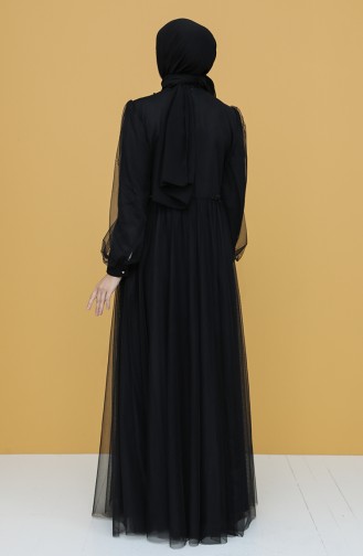 Black Hijab Evening Dress 3407-06