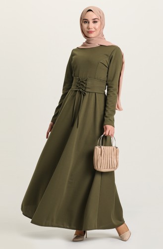 Khaki Hijab Dress 5018-06